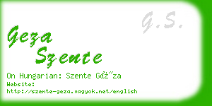 geza szente business card